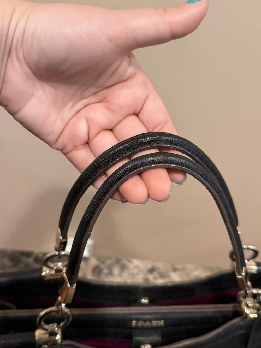 Coach Madison Caroline Black Leather Carryall Satche